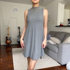 Topshop Mock Neck Grey Sleeveless Dress